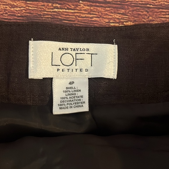 Loft Petites Linen Skirt Sz 4 Brown - Picture 3 of 4